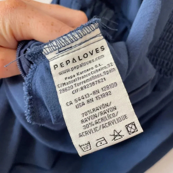 Pepaloves Wide Leg Bow  Jumpsuit Playsuit Navy Blue Size Small - Picture 7 of 7